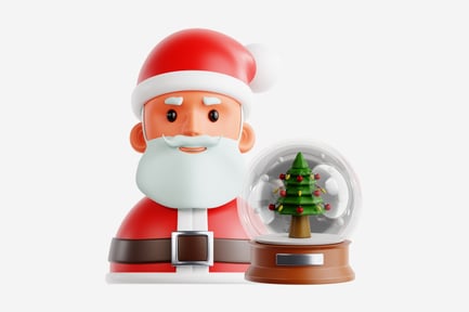Preview: 3D Santa Claus with Christmas Snow Globe Illustration