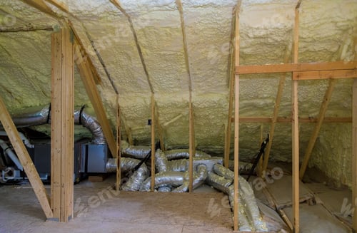 Preview: Foam plastic Insulation of a new home on a new roof