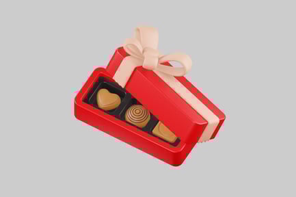 Preview: Rectangular gift box with ribbon and chocolates