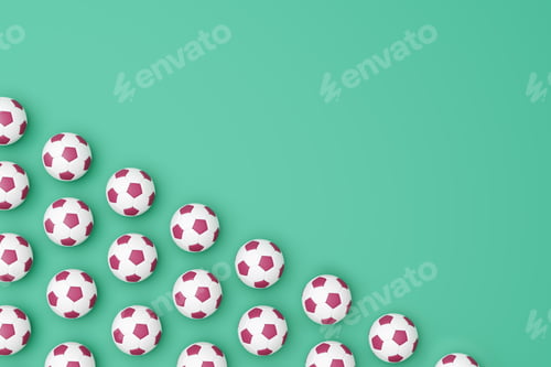 Preview: Football soccer balls flat lay background