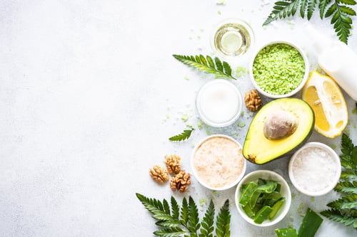 Preview: Natural cosmetic concept. Cosmetics products with ingredients.
