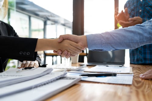 Preview: Business handshake in the office meeting, Financing Accounting Concept. businessman investment consu