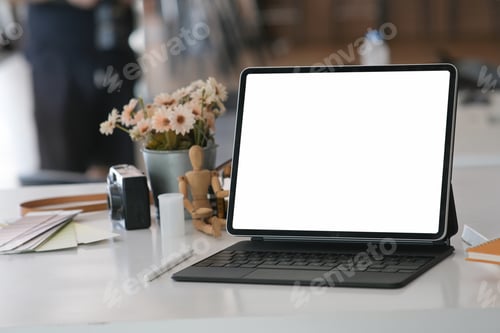 Preview: Mockup laptops and Laptop blank screen mockup. 3D rendering