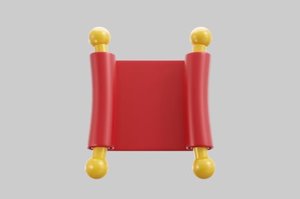 Red scroll with golden orbs