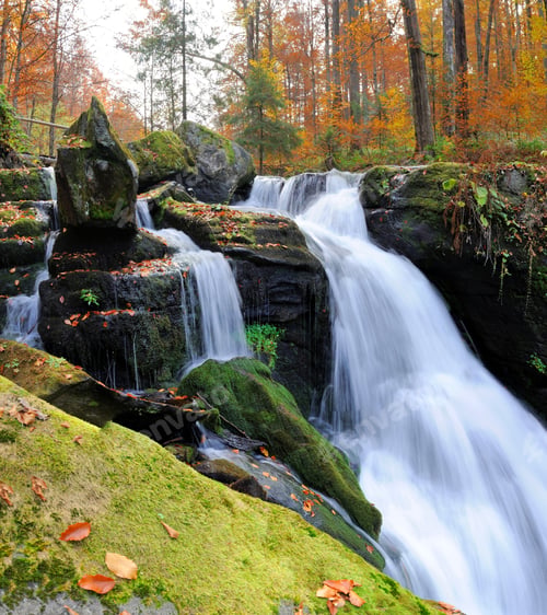 Preview: Mountain waterfall in autumn forest