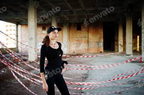 Preview: Sexy FBI female agent at abadoned place.