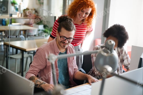 Developing programming and coding technologies. Programmer working in a software develop company