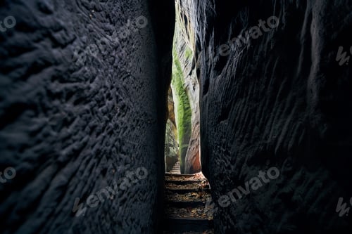 Narrow path in the middle rock formations