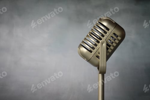 Preview: Vintage classic microphone with copy space for text