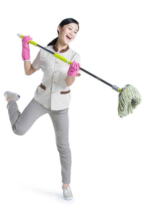 Preview: Cleaner holding a mop