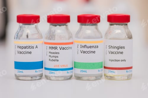 Preview: Mmr vaccine, influenza vaccine, shingles vaccine, hepatitis a, vaccination concept