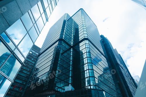 Preview: skyscraper building in Hong Kong, city view in blue filter