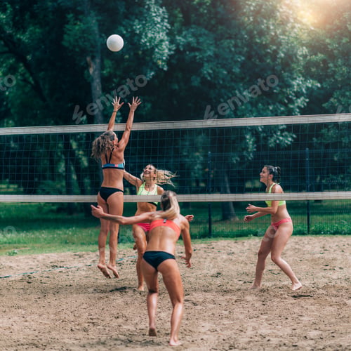 Preview: Female Team Playing Beach Volleyball