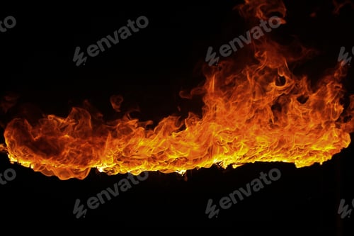 Preview: Blazing flames on black background