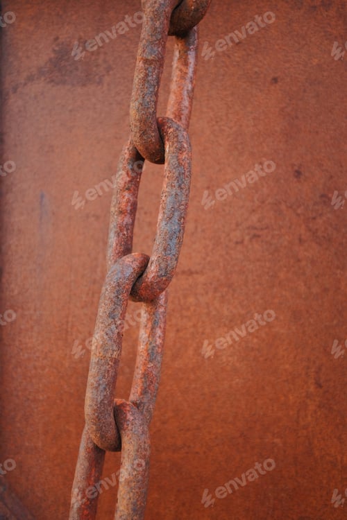 Preview: Rusty Chain Close Up on an Oxidized Surface