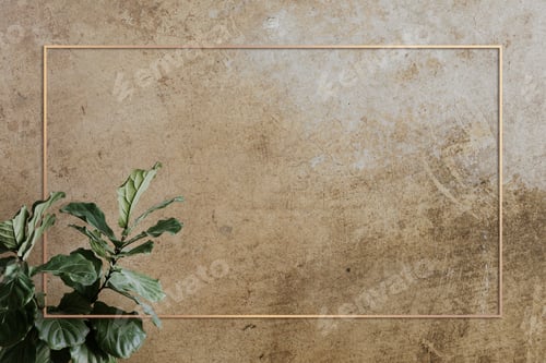 Preview: Golden rectangular frame and plant
