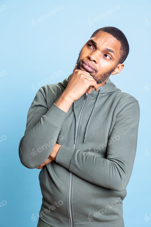 Preview: African american contemplative person thinking about new solutions