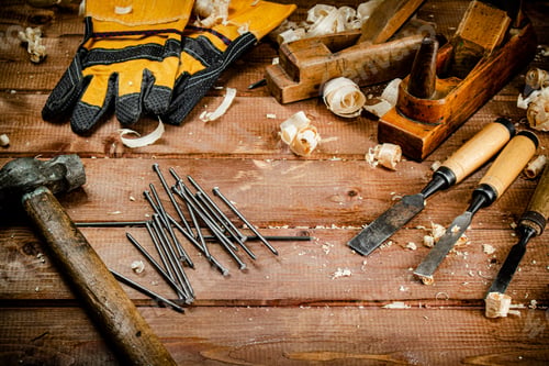Preview: Construction nails on the table.