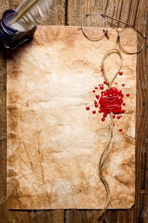 Preview: Envelope symbol imprinted in red sealing wax