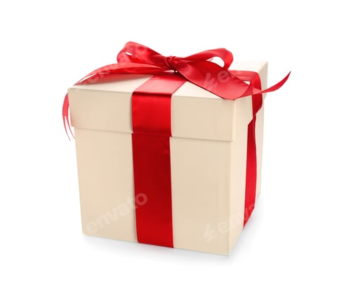 Preview: Elegant gift box with bow on white background