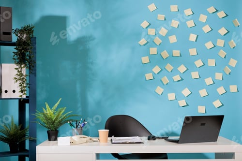 Preview: Modern office with sticker papers on the wall