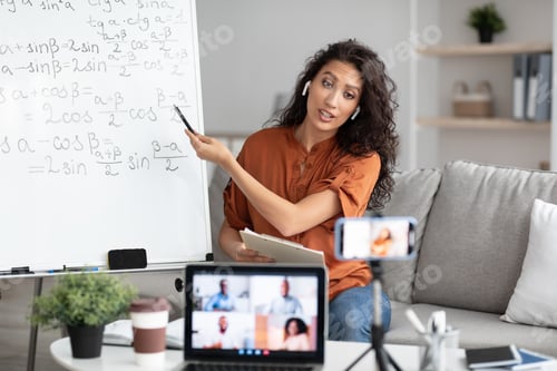 Preview: Enthusiastic Woman Leading Online Math Lesson