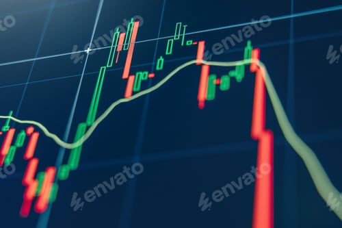 Preview: Digital money movement chart with crypto falling in price down to zero as reaction to negative news
