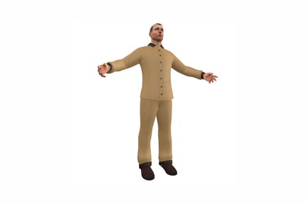 Preview: Man in beige suit with outstretched arms