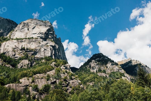 Preview: Granite rocks mountain walls in an alpine italian Val di Mello valley