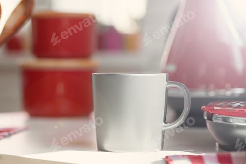 Preview: Cup of tea or coffee on modern kitchen background
