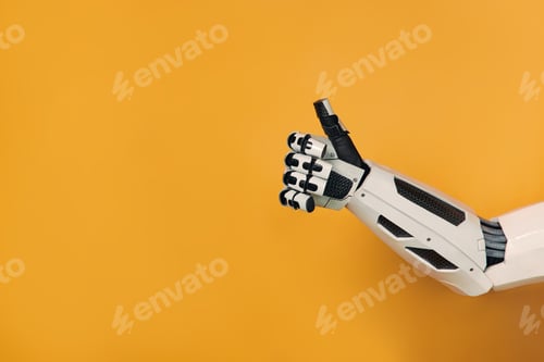 Preview: Robot isolated on orange background