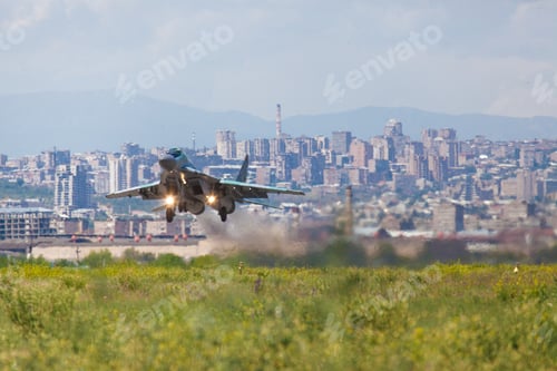 Preview: Mesmerizing shot of a plane taking of from Yerevan city