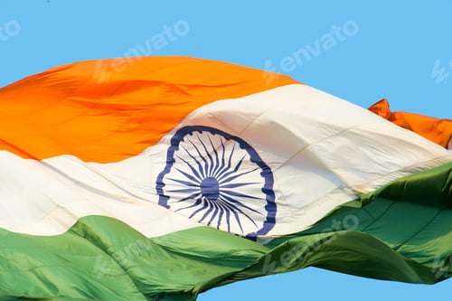 Preview: Close-up shot of wavy Indian flag