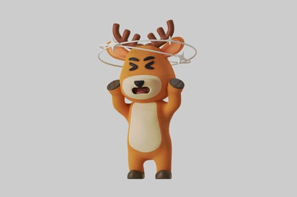 Preview: Dizzy cartoon reindeer character