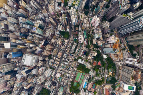Preview: Central, Hong Kong 24 September 2019: Top down view of Hong Kong city