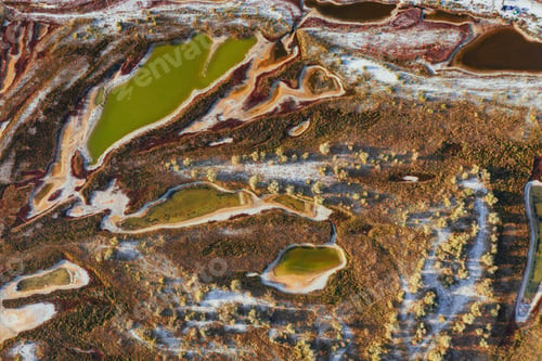 Preview: Plants and trees on the surface. Aerial view of majestic landscapes of Jarilgach island in Ukraine