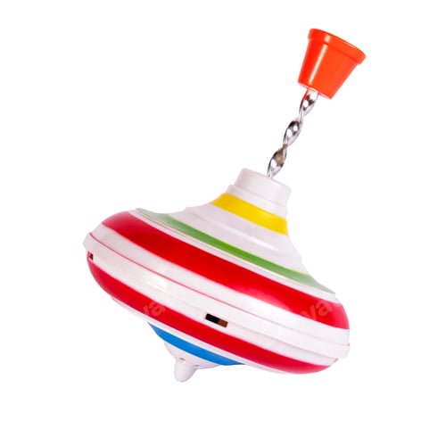 Preview: Multicolored plastic spinning top or whirligig top is traditional toy for preschool childs.