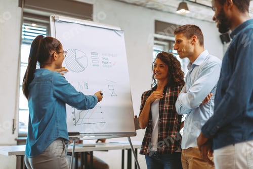 Preview: Freelance business people with board having discussion
