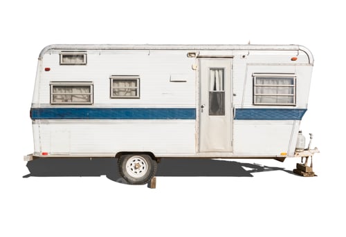 Preview: Classic Old Camper Trailer Isolated on White.
