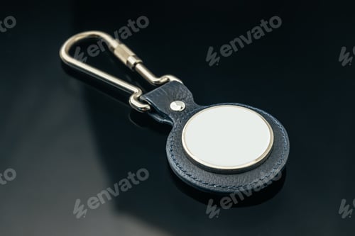 Preview: Stylish masculine metal key charm on black glass background