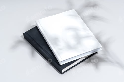 Preview: Black and white hardcover notepads on gray background