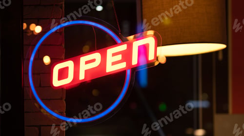 Preview: Neon glowing sign open