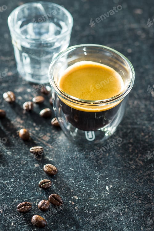 Preview: Expresso cup and coffee beans.