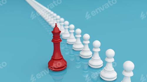 Preview: Leadership or different concept with red and white chess