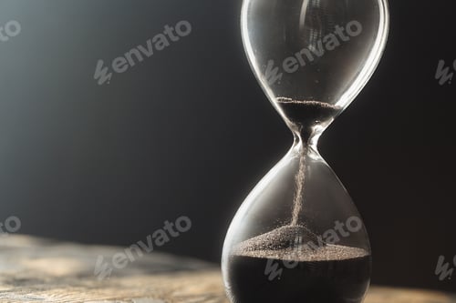 Preview: Modern hourglass on wooden background