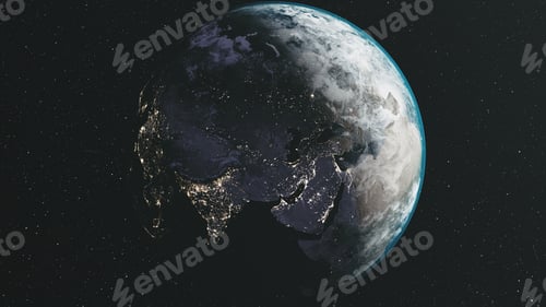 Preview: Rotate earth moon orbit star milky way background