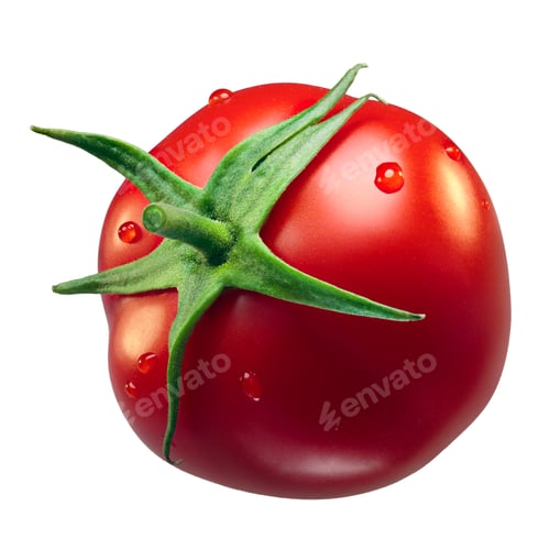Preview: Ripe tomato with sepal, path