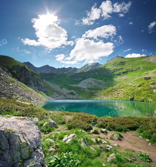 Preview: Beautiful summer landscape of mountain lake