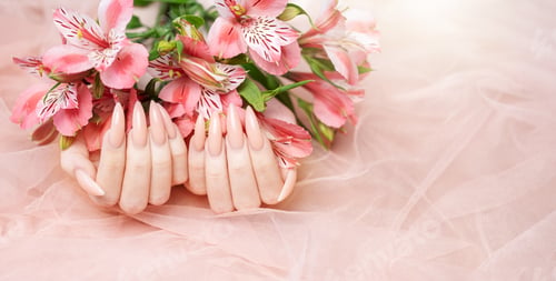 Preview: Elegant pastel pink natural manicure.