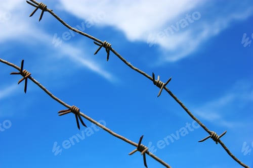 Preview: barbed wire against the blue sky